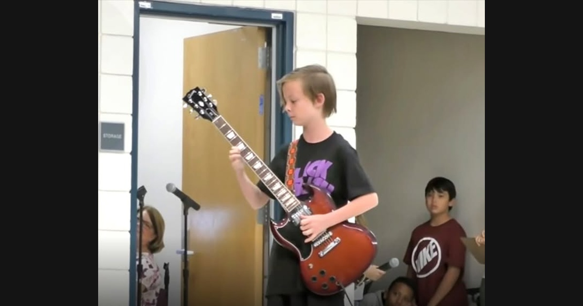 Julian Takes AC/DC’s “Thunderstruck” to a School Talent Show