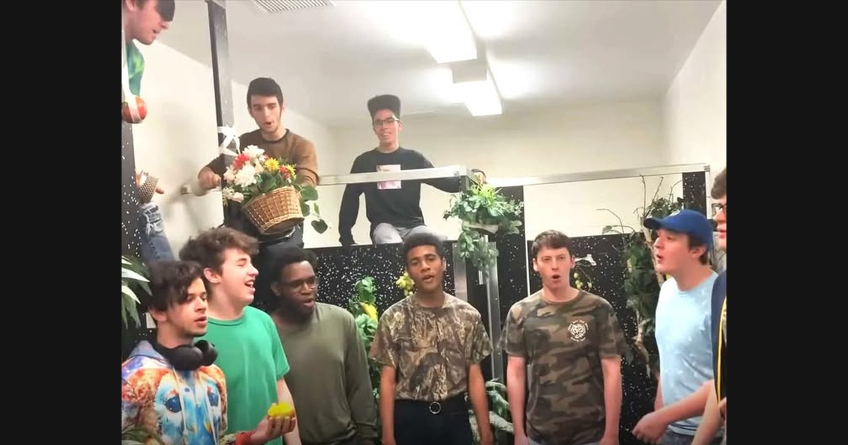Men’s Bathroom Choir Give “The Lion Sleeps Tonight” a School Ensemble Setting