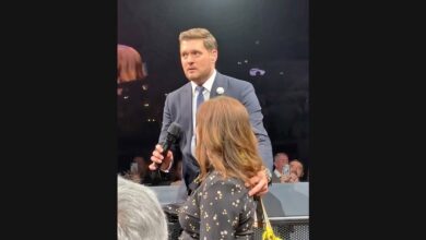Diana Fairbanks Takes the Microphone beside Michael Bublé